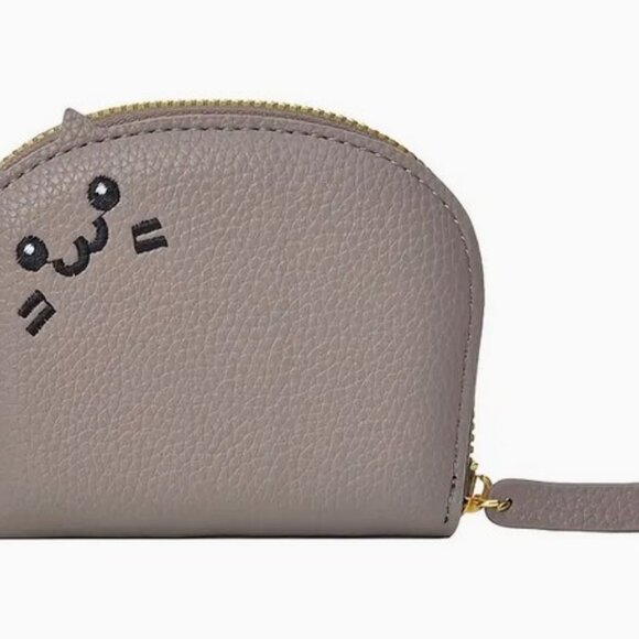 Cat Card Case Coin Purse Card Holder,Cute Faux Leather Wallet Elephant Gray New - Picture 3 of 5